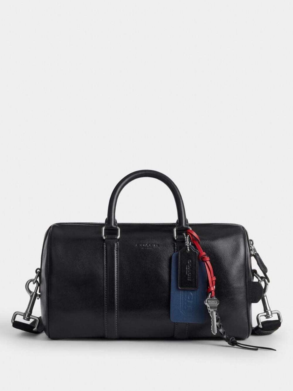 Coach Black Calf Leather Duffel venturer 27 with charms and tags brand new